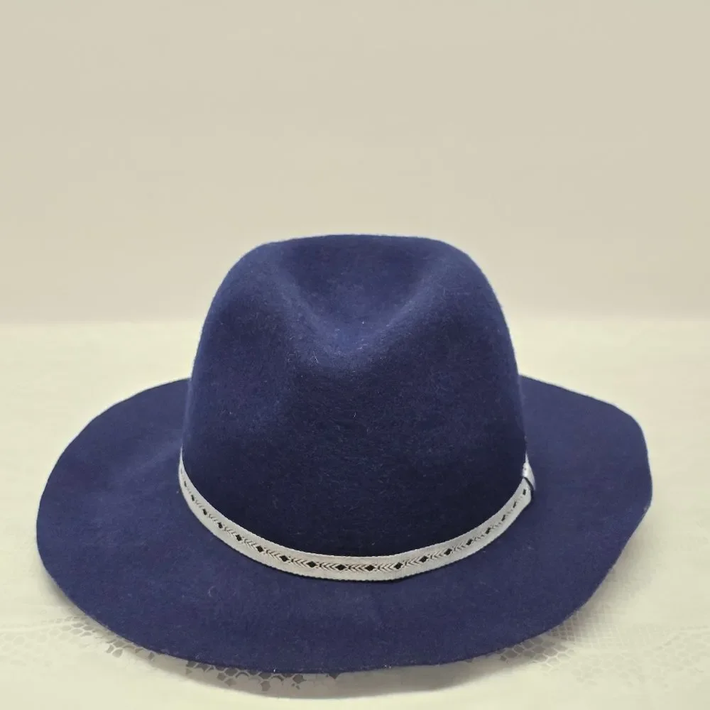 D&Y Womens Navy Blue Wool Fedora Hat NWOT